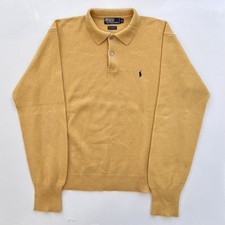 Vintage Polo Ralph Lauren Yellow 100 Lambswool Sweater Collar Size Men  s XL