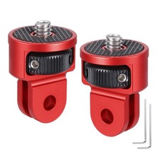 2pcs Aluminum Camera Tripod Mount Adapter 360 1/4"-20 Screw Red-Black