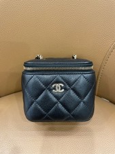 Chanel Vanity Case Chain Mini Black Leather Quilted Gold Hardware [Duties Paid]