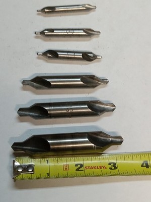 Set #2 Of Six Vintage Various USA Made Center Drills Different Sizes