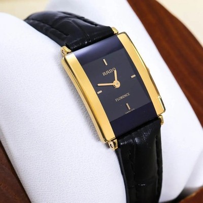 Rado Florence Quartz Ladies Watch Black Gold Dial Vintage Japan