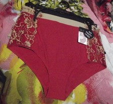3 NEW PRIMA VALENTINA 871133 R NO PANTY LINES LACE SIDE PANELS BRIEF PANTIES L