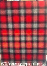 Vintage Pendleton Blanket Throw Pure Virgin Wool USA Fringe 46x64 Plaid 70s