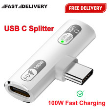 USB C Splitter With 100W Fast Charging, Dual USB C Headphone And Charger Adapter