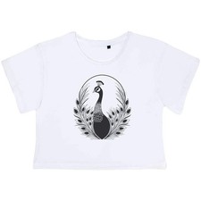 'Majestic Peacock' Women's Cotton Crop Tops (CO050149)