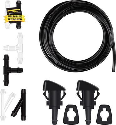 #ad Windshield Washer Nozzles Hose Kit 4M Washer Fluid Hose6 Pcs Hose ConnectorsWi $13.99
