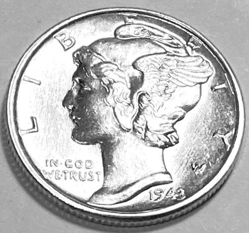 1943 P MERCURY DIME SUPERB GEM BU No Reserve  *J1833