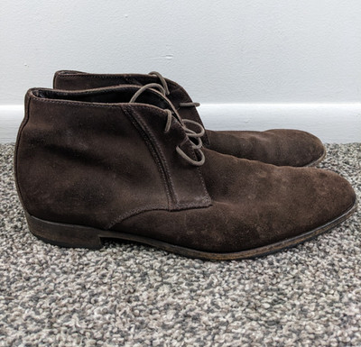 Ermenegildo Zegna Boots Suede Chukka Ankle Lace Up Brown Mens US 9.5 D Vibram
