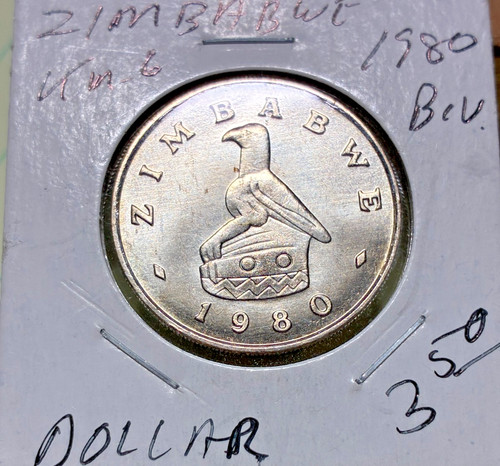 1980 Zimbabwe 1 Dollar, Uncirculated. Free Ship. Coin #1668