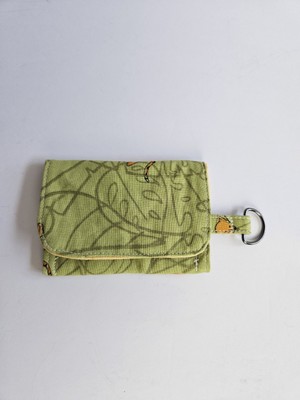 Small Wallet Green Cats ID Card Holder With Key Clip Ring 