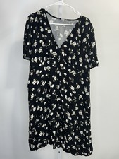 Old Navy Women's Black Floral Button Front Pintuck Dress, Size XLTall.  1W