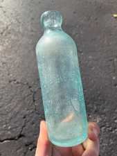 J.B. Reiter c1890s Milwaukee Wis Blue Soda Beer Bottle Blob Top Hutchinson