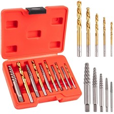 Screw Extractor Set, 10-Pieces Easy Out Screw Extractor Set, Left Hand Drill Bit