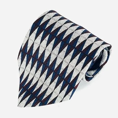 Givenchy Monsieur 100% Silk Neck Tie Silver/Blue/Red Geometric 4” - Image 1 of 4