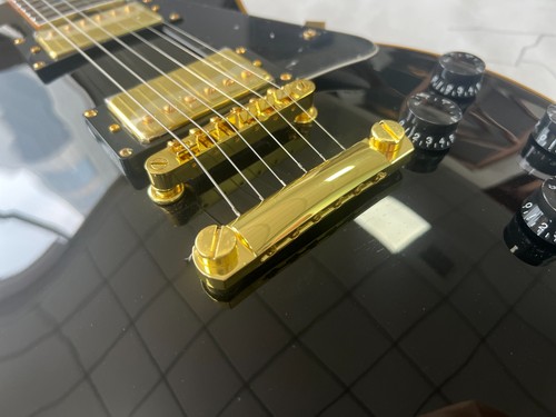 Presale Chibson Black LP Electric Guitar Gold Part Black Pickguard 2H Pickups - Picture 5 of 19