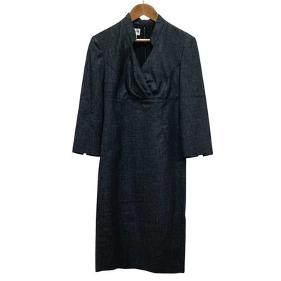 ARMANI COLLEZIONI Shadow Check Cache-Coeur Dress, Size 38, Gray Women USED