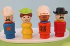 VINTAGE '80s fisher price Little People WESTERN TOWN SHERIFF INDIAN LADY LOT 934