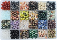1200Pcs 6Mm Natural round Stone Beads - Gemstone Loose Beads Hole Size 1Mm for B