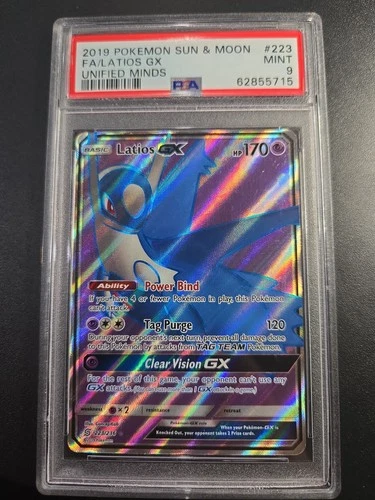 Pokemon Latios GX 223/236 PSA 9 S&M Unified Minds PSA 9 Mint