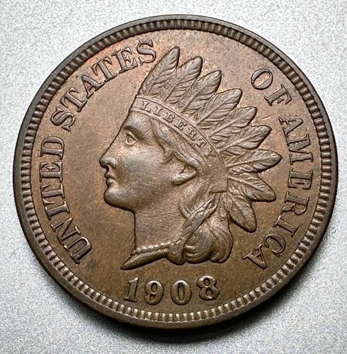 1908  INDIAN CENT  AU/UNC   #1962