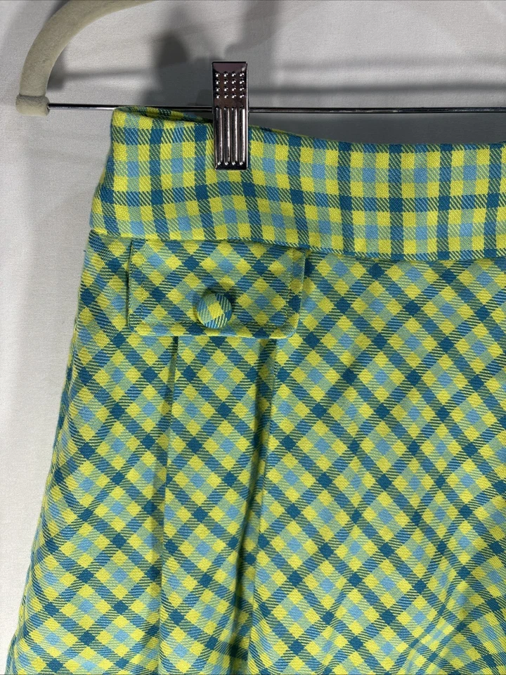 American Girl Checkered Mini Skirt Kid's Size: 10 Yellow/ Lime Green and Teal. - Image 3 of 4