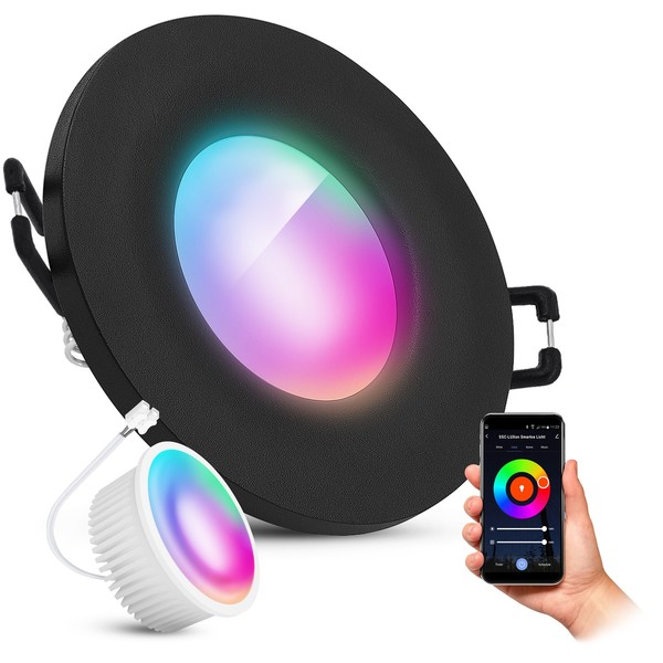 Einbauspot Beda Schwarz IP65 Mit Led Birne Smart Rgb Wlan Deckenlampe Strahler-image