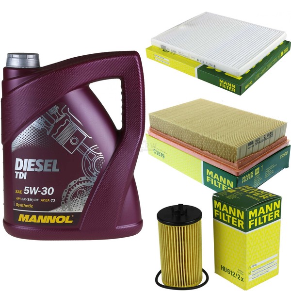 MANN-FILTER Inspektionspaket 5L Mannol Diesel Tdi 5W-30 FüR Opel Agila (A) 1.0-image
