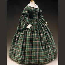 Victorian Christmas Plaid Dresses Civil War Southern Belle Evening Ball Gowns