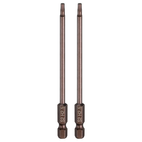 "2X Flache Sechskant-Bits H2.5 FüR Magnetspitze 1/4\" Schaft 10Cm Kupfer"-image