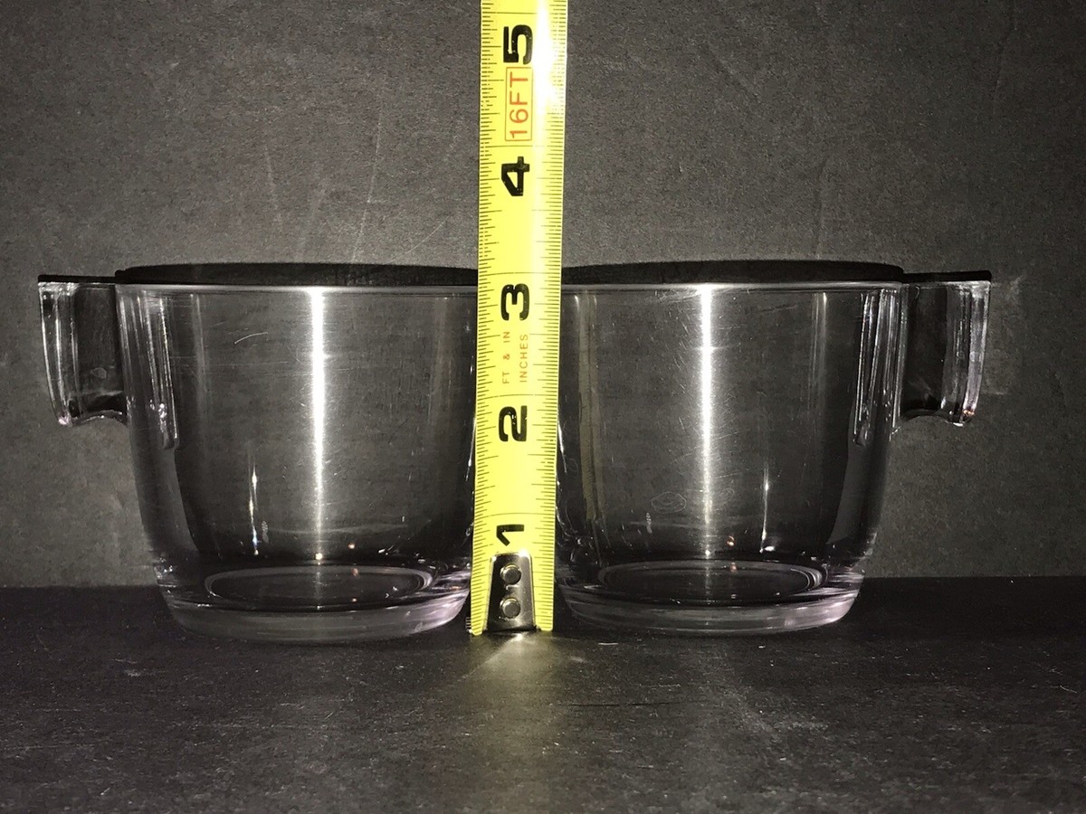 2 IKEA 22648 Unique Rare COFFEE CUPS - MUGS Clear Glass SQUARE HANDLE | eBay