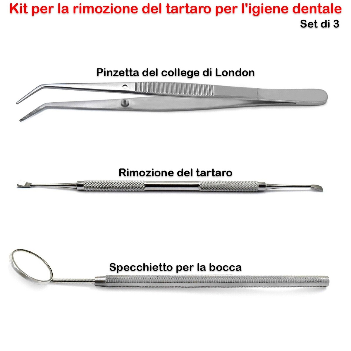 5X Set Dentale Pulizia Dei Denti Rimozione Tartaro Sonda Dentale - Foto 8