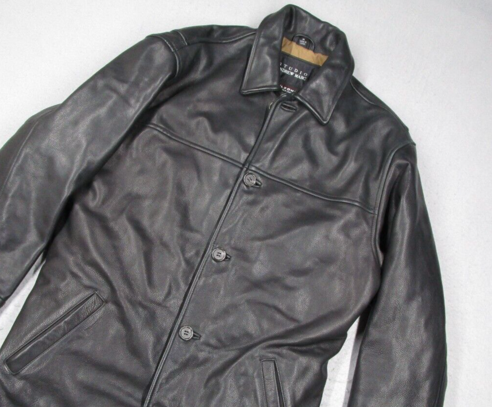 Wilsons Studio Andrew Marc Jacket Men Medium Black Leather Button