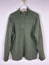 Woolrich Sweater XL Men Extra Large Green Pullover 1/4 Zip Pocket Collar