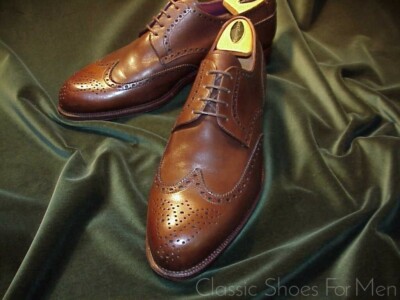 Men's Bespoke Handmade Genuine Brown Leather Oxford Brogue Wingtip Derby Shoes
