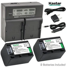 LCD Dual Fast Charger & 2 x Battery for Sony NP-FV70 FH70 DCR HXR FDR HDR NEX