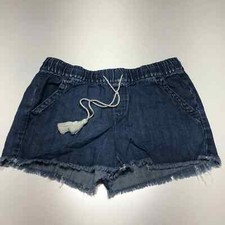 Loft Shorts Womens Sz 26/2 BlueCotton Linen Pull On Drawstring Cut Off Chambray