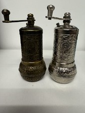 Traditional Turkish Hand Mill Pepper Spice Coffee Salt Grinder Set Of 2