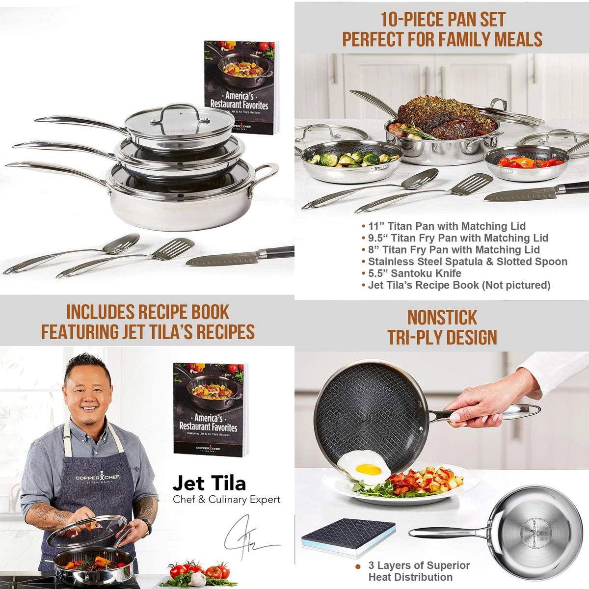 Copper Chef Titan, Tri-Ply Stainless Steel 6-Piece Cookware Set