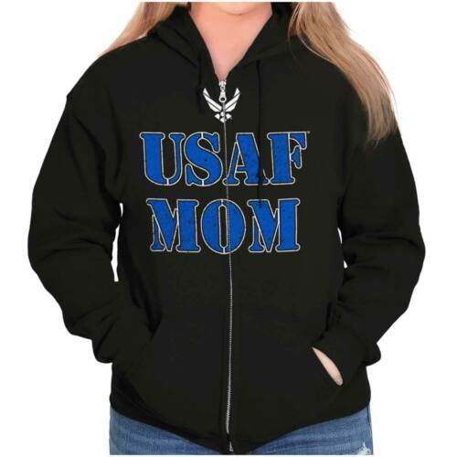 USAF Mom USA Air Force Military Family Adult Zip Hoodie Jacket Sweatshirt - Picture 1 of 10