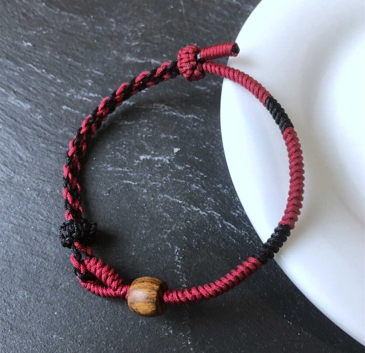 Bracelet couple réglable nœud Feng Shui protecteur amulette bois