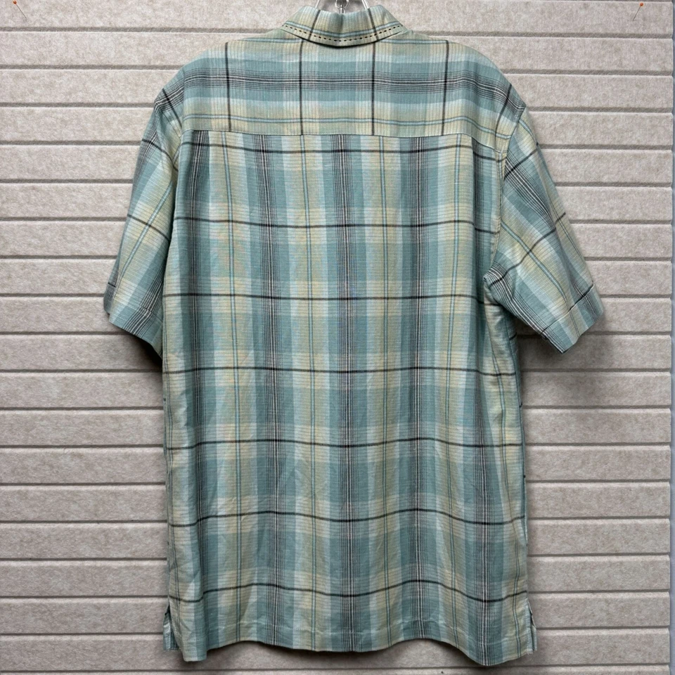 Cubavera Linen Blend Blue Windowpane Plaid Short Sleeve Button-Up Shirt M - Image 4 of 4