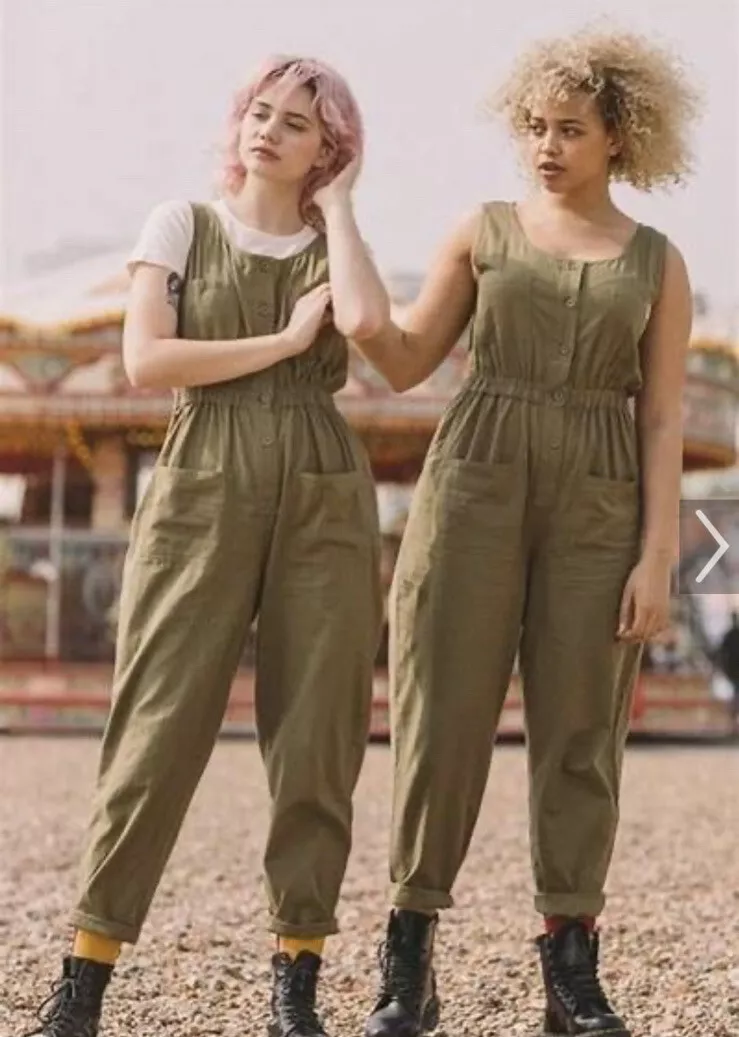 Lucy & Yak Sleeveless Green JUNI Organic Cotton Linen Boilersuit Jumpsuit Sz S