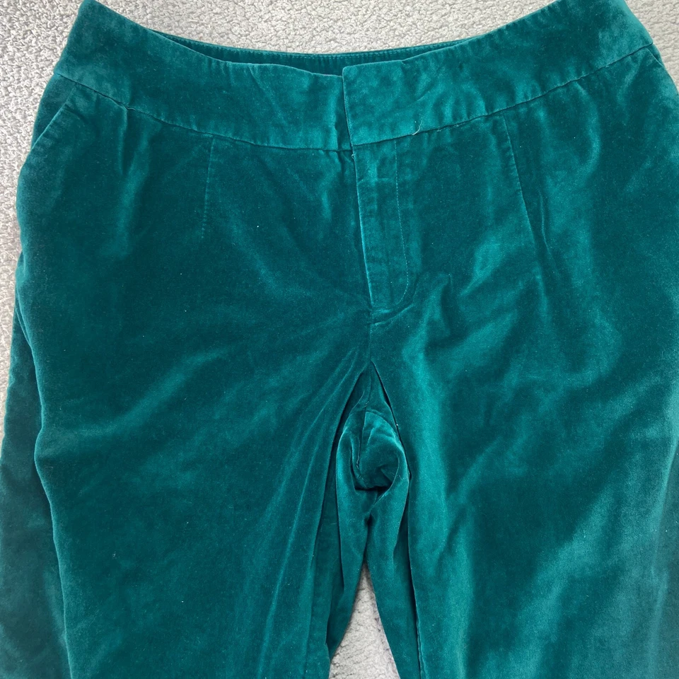 Jessica London Womens Lined Velvet Green Pants High Rise Straight Leg Size 14 - Image 2 of 4