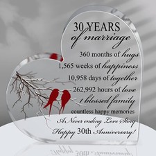 30 Years of Marriage Gift Wedding Anniversary Heart Keepsake for Husband Wife