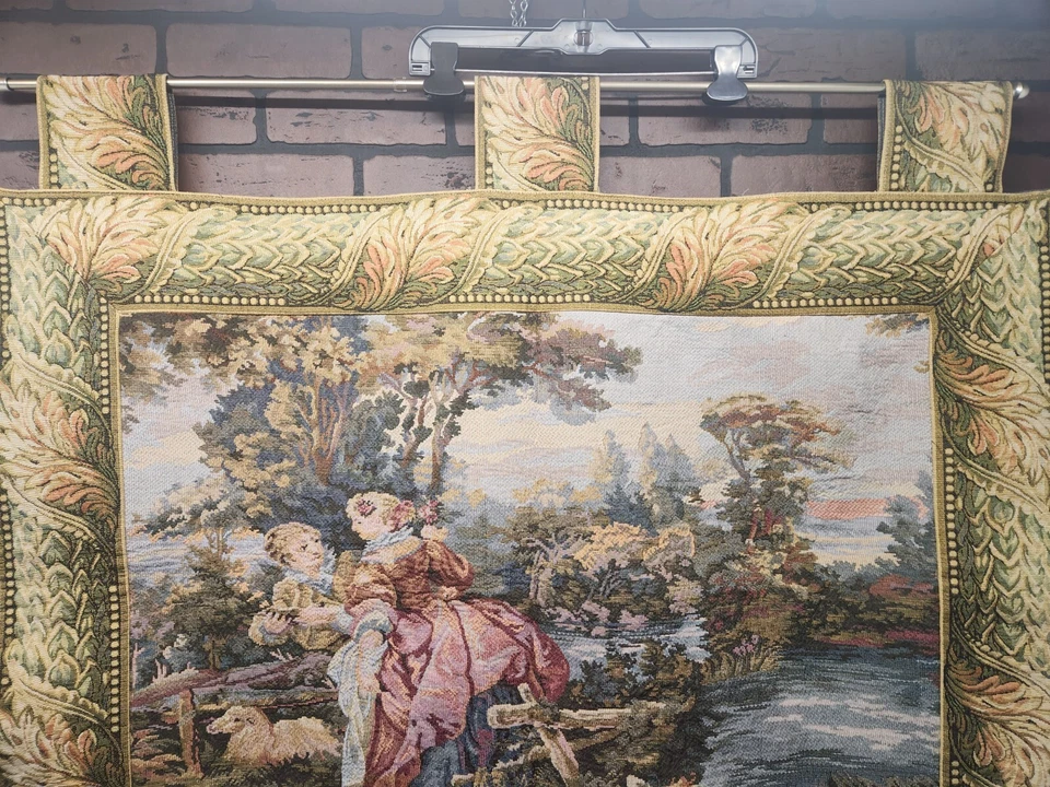 Sea Gull Tapestry Wall Hanging Victorian Scene French Royalty 42"x32" Wall Decor - Image 2 of 4