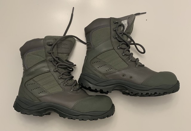 sage green composite toe boots