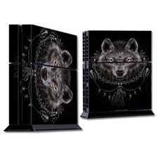 PS Playstation console skins decals wrap - Wolf dreamcatcher back white