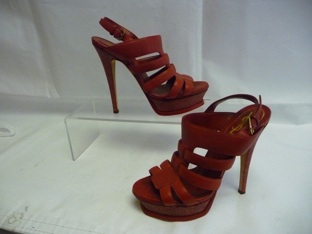red platform stilettos
