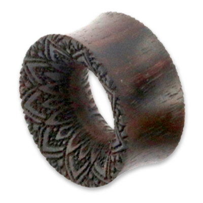Viva-adorno 1 Stück 12-22mm Flesh Tunnel Double Flared Plug Holz Tribal Muster Laser Gravur Ohr Piercing Z546, Braun 16mm