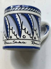 Ceramic Romana Sambuca Espresso / Coffee 2oz Cup Blue & White Wave 2 1/4”